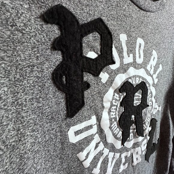 Boy's Medium Polo Ralph Lauren Polo University Marled Gray PRL Felt Patch Shirt - Picture 2 of 7